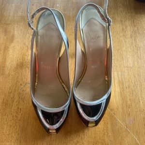 Christian louboutin vintage peep toe sling back pumps 38